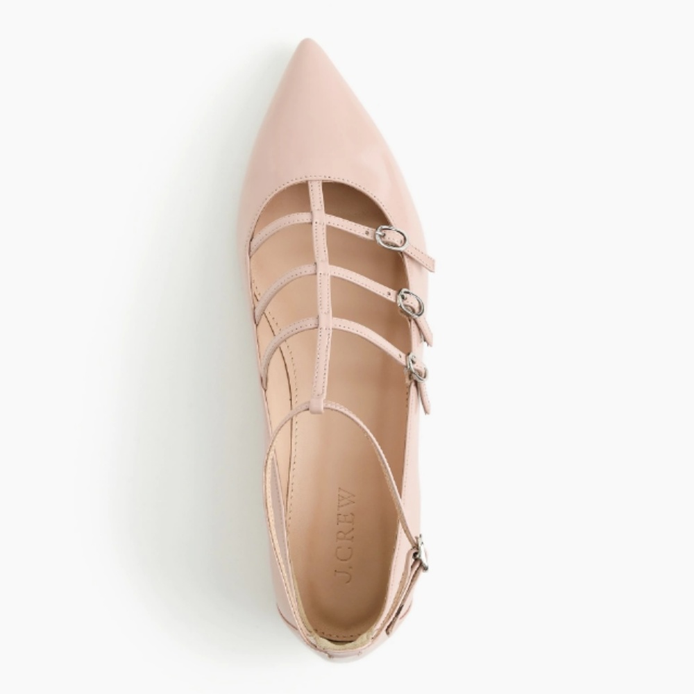 J. Crew Caged Flats in Blush Pink Glossy Leather